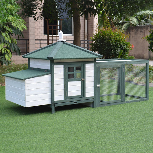 PawHut Chicken Coop Small Animal Pet Cage w/ Nesting Box Outdoor Run