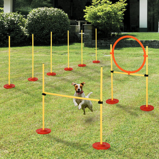 PawHut 3PCs Portable Pet Agility Training Obstacle Set for Dogs w/