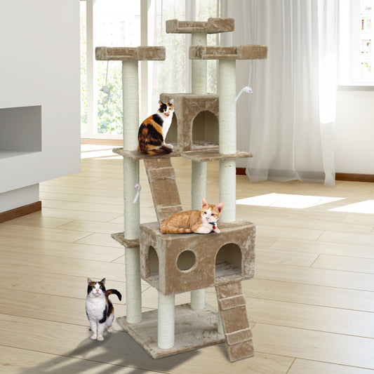 PawHut 71-Inch Cat Tree Furniture Pet Tower House with Scratch Post