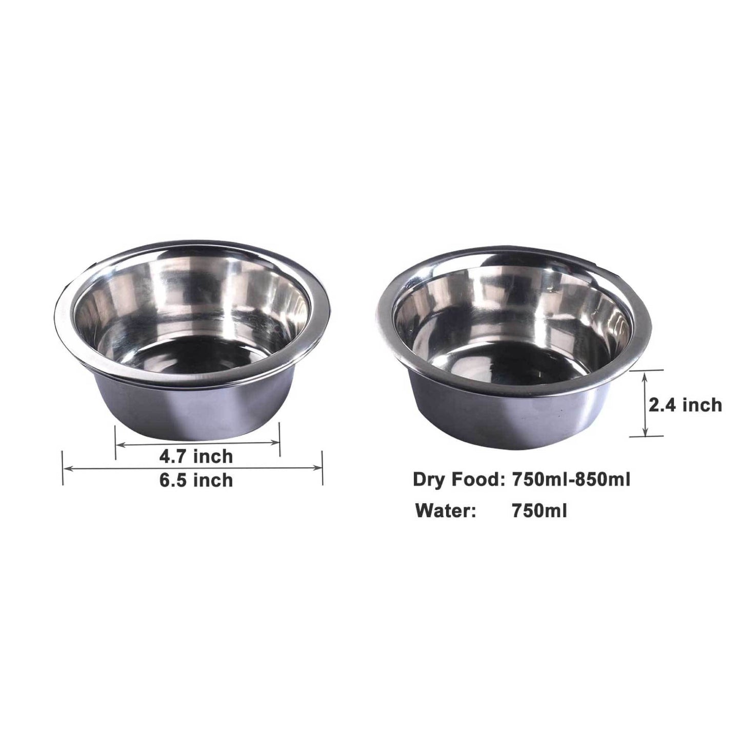 Double Raised Dog Bowl Stand 750ml Pet Cat Elevated Adjustable Food