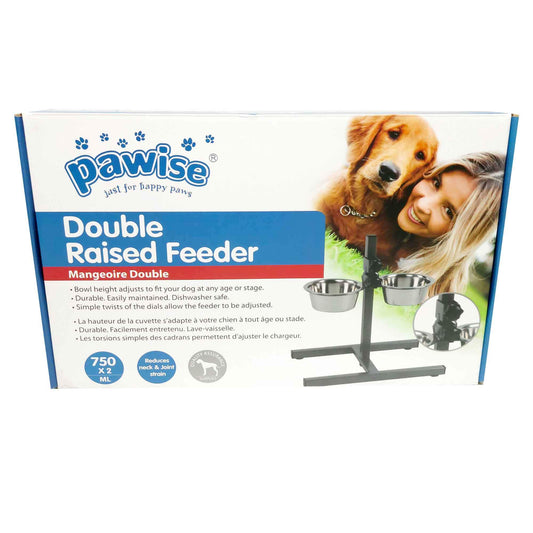 Double Raised Dog Bowl Stand 750ml Pet Cat Elevated Adjustable Food