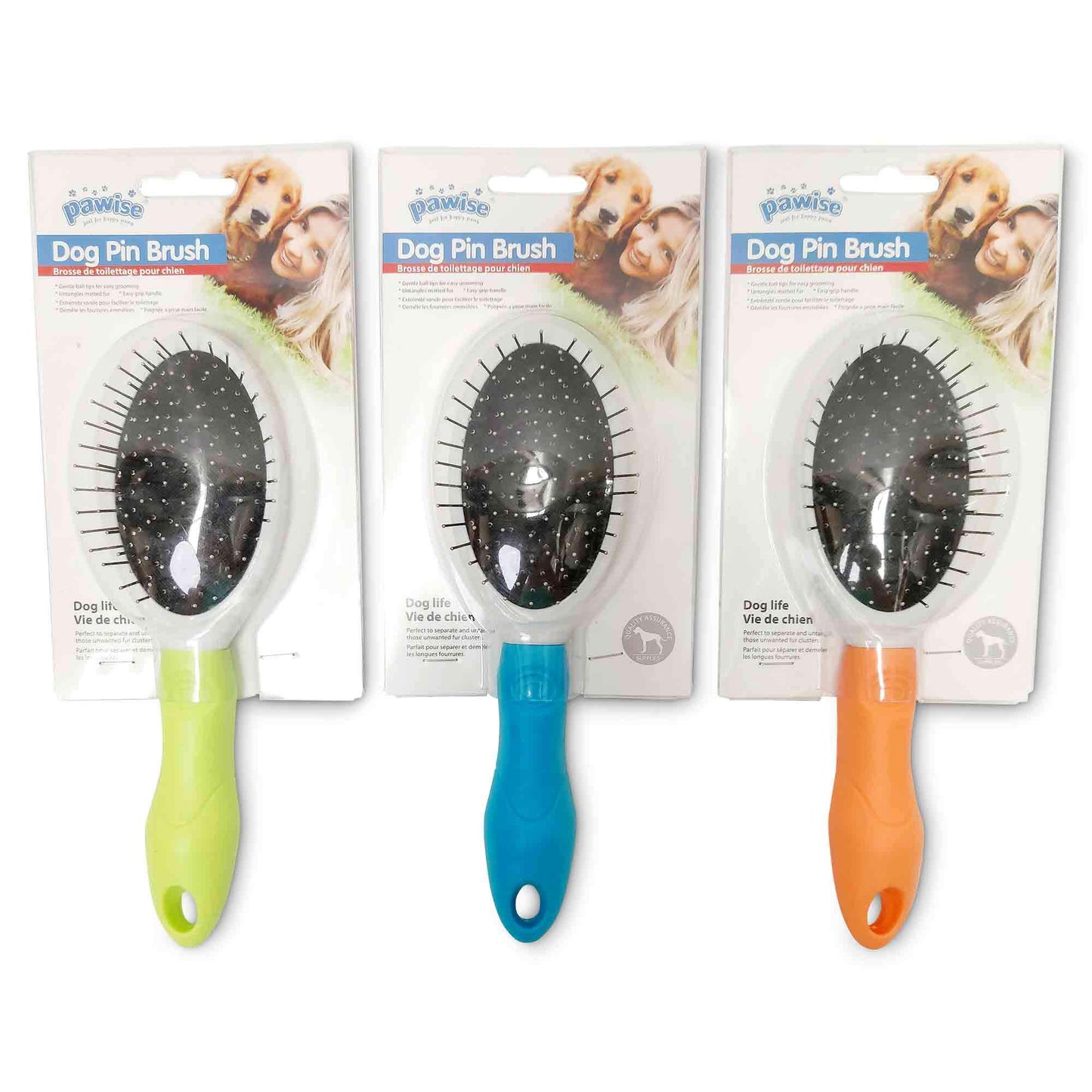 Dog Pin Brush Soft Ball Oval Untangling Anti Slip Handle Pet Cat