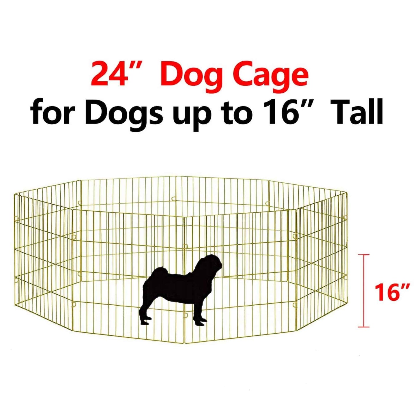 Small Pet Playpen - Dog Cat Foldable Metal Indoor Outdoor Fence -