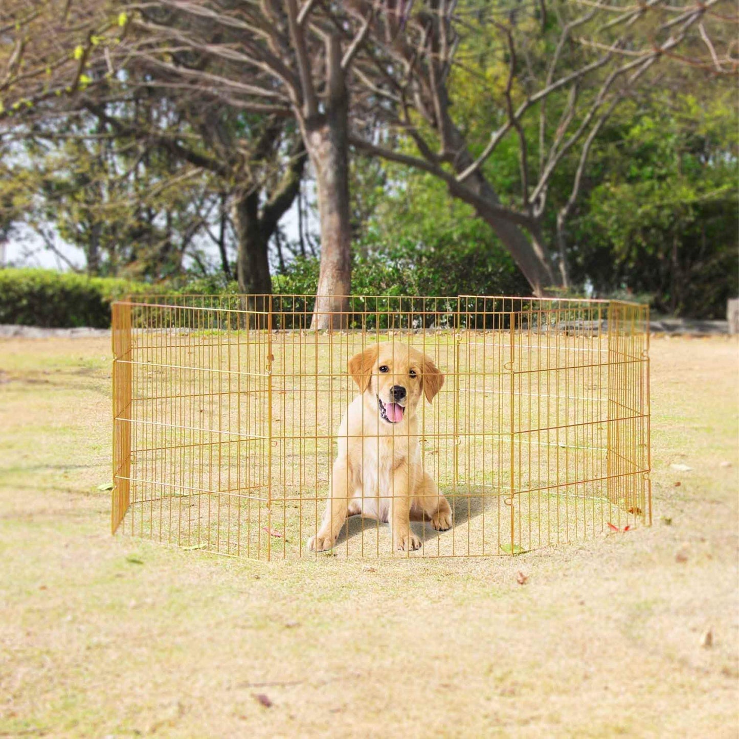 Small Pet Playpen - Dog Cat Foldable Metal Indoor Outdoor Fence -