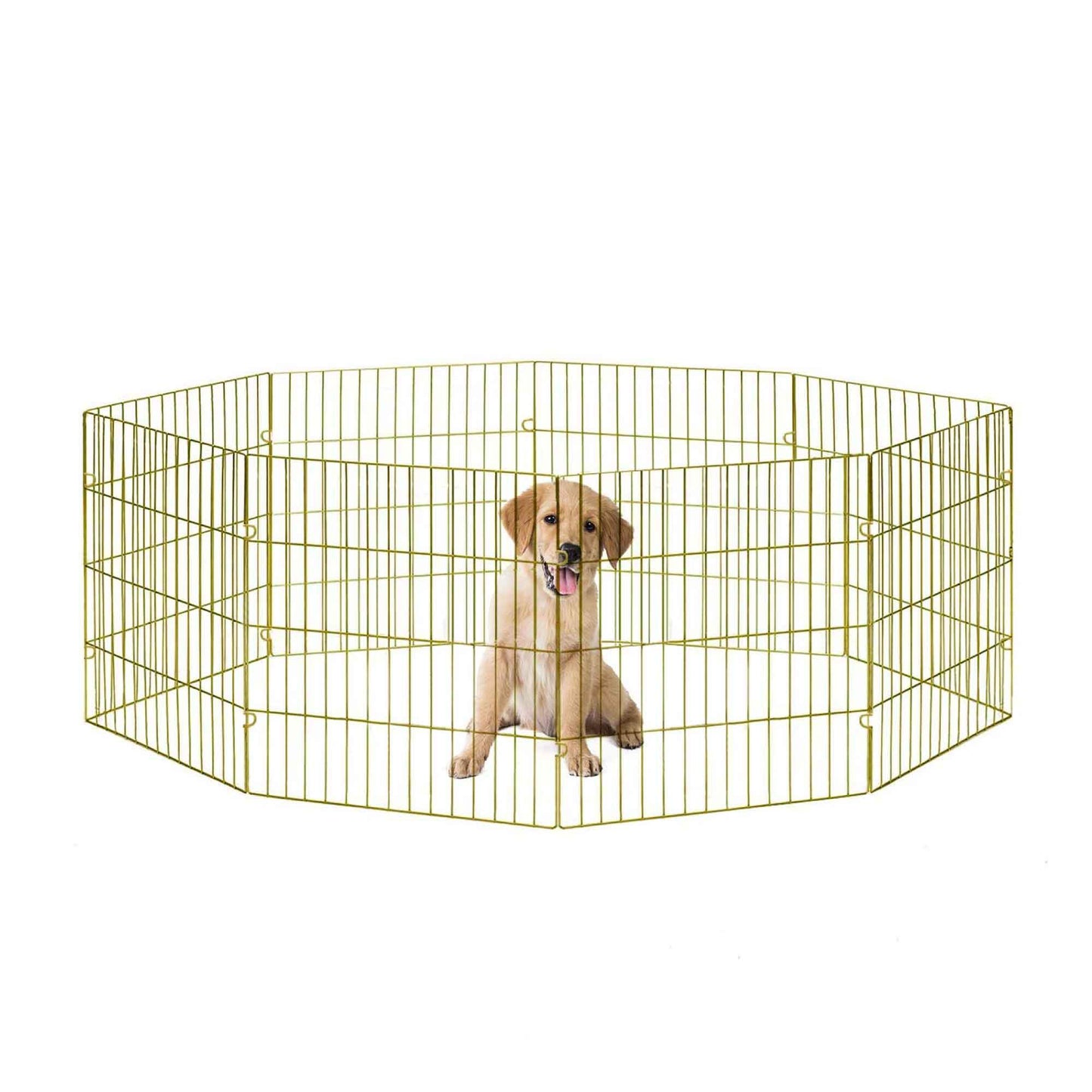 Small Pet Playpen - Dog Cat Foldable Metal Indoor Outdoor Fence -