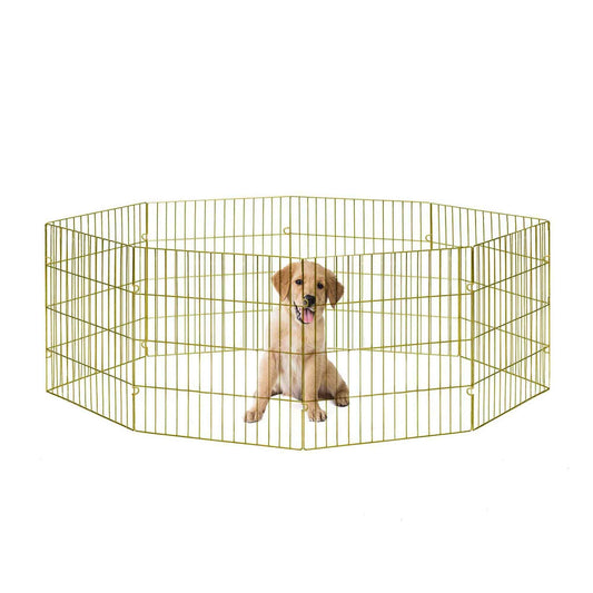 Small Pet Playpen - Dog Cat Foldable Metal Indoor Outdoor Fence -