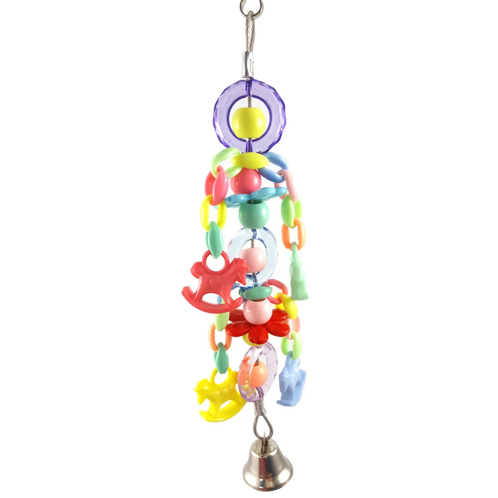 Climb Chewing Decoration Bells Suspension Acrylic Beads Swing Bird Parrot Toy Hanging Home Training Colorful Cage Bite