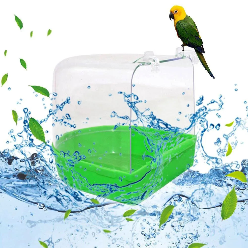 Bird Bath Bathtub Bath Box Bird Cleaning Tool Cage Accessories Parrot Bath Transparent Plastic Hanging Tub Shower Hanging Decor