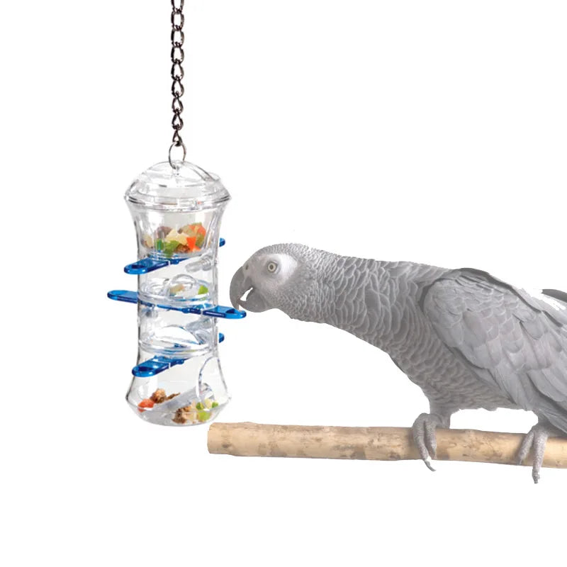 CAITEC Parrot Toys Push and Pull Interactive Treat Holder Bite Resistant Foraging Bird Toy for Medium to Large Size Parrots