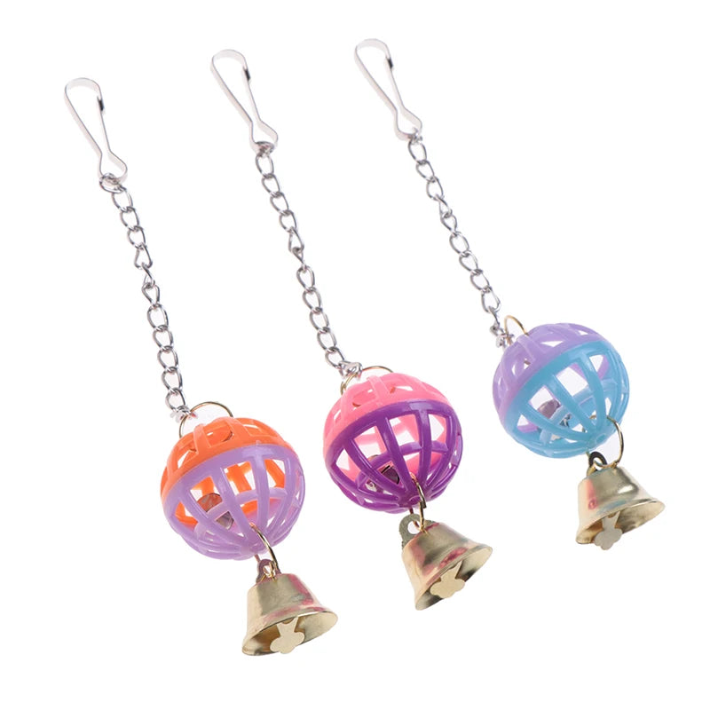 Cute Parrot Toys Pet Bird Parakeet Climb Bite Chew With Hanging Swing Bell Ball Bird Toy Pet Supplies For Parakeet Cockati