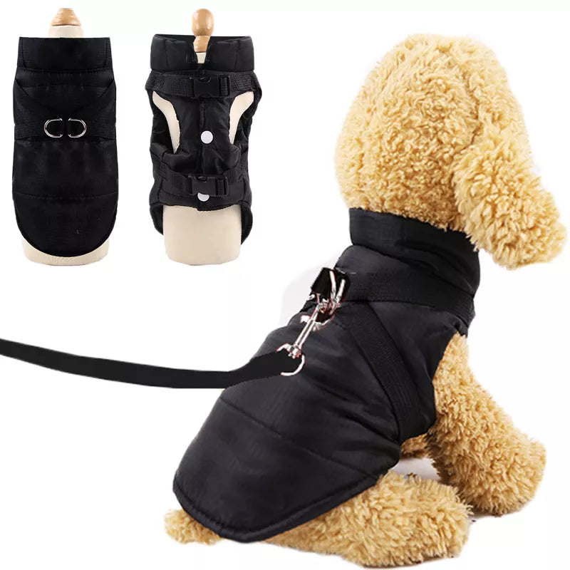 Red Black Dog Clothes Warm Coat Harness Waterproof Puppy Cat Padded Vest For Winter Dog Jacket Dogs Pets Clothing Costume XS-XXL