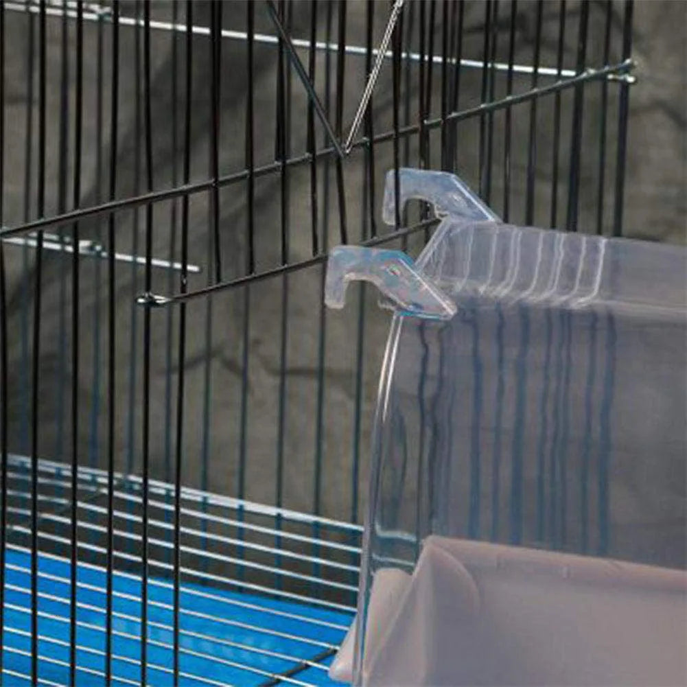 Bird Bath Bathtub Bath Box Bird Cleaning Tool Cage Accessories Parrot Bath Transparent Plastic Hanging Tub Shower Hanging Decor