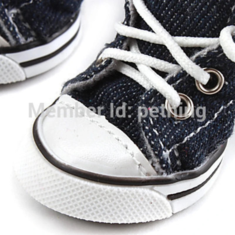 New Blue Classic Casual Denim Canvass Style Pet Dog Shoes Sport Styles Small Dog Shoes Ati-Slip Shoes Dog Small Pet Boots