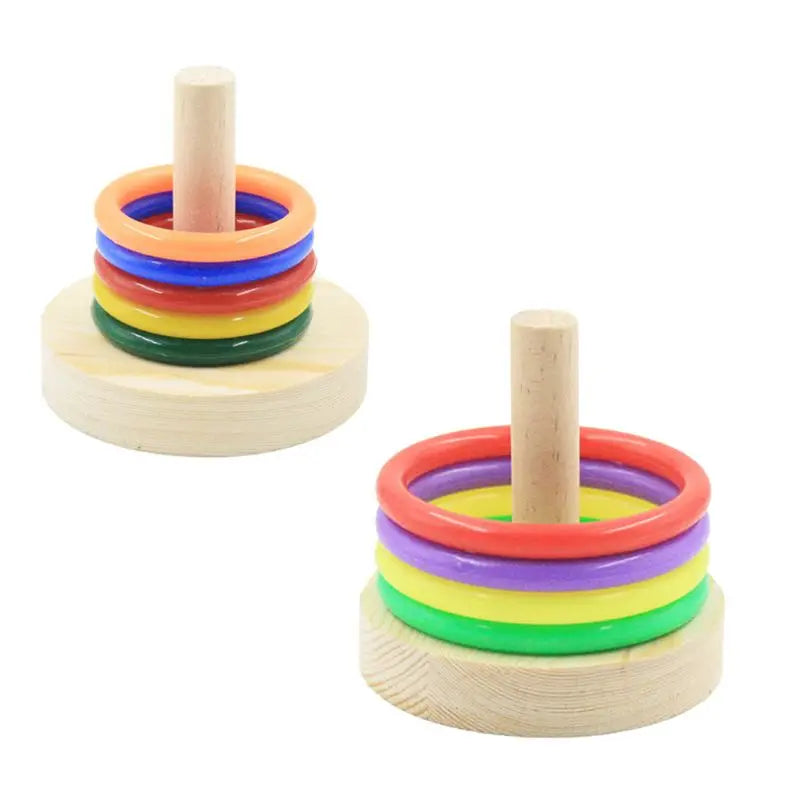 Bird Toys Parrot Wooden Platform Plastic Rings Intelligence Training Chew Puzzle Toy New