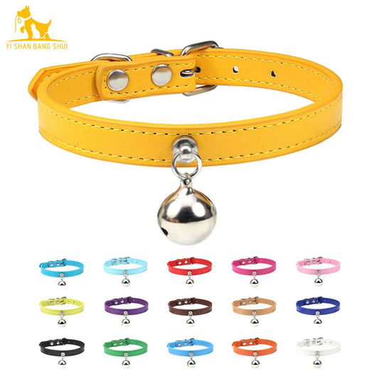 Personalized Cat Collar With Bell Engraving Name Collar For Cat Adjustable Puppy Accessories Kitten Necklace Pet Puppies Leather