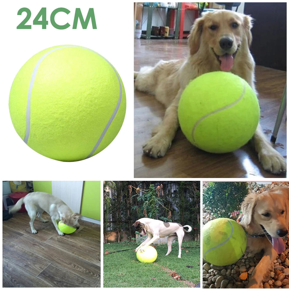 24CM Giant Tennis Ball For Dog Chew Toy Big Inflatable Tennis Ball Pet Dog Interactive Toys Pet Supplies Outdoor Cricket Dog Toy