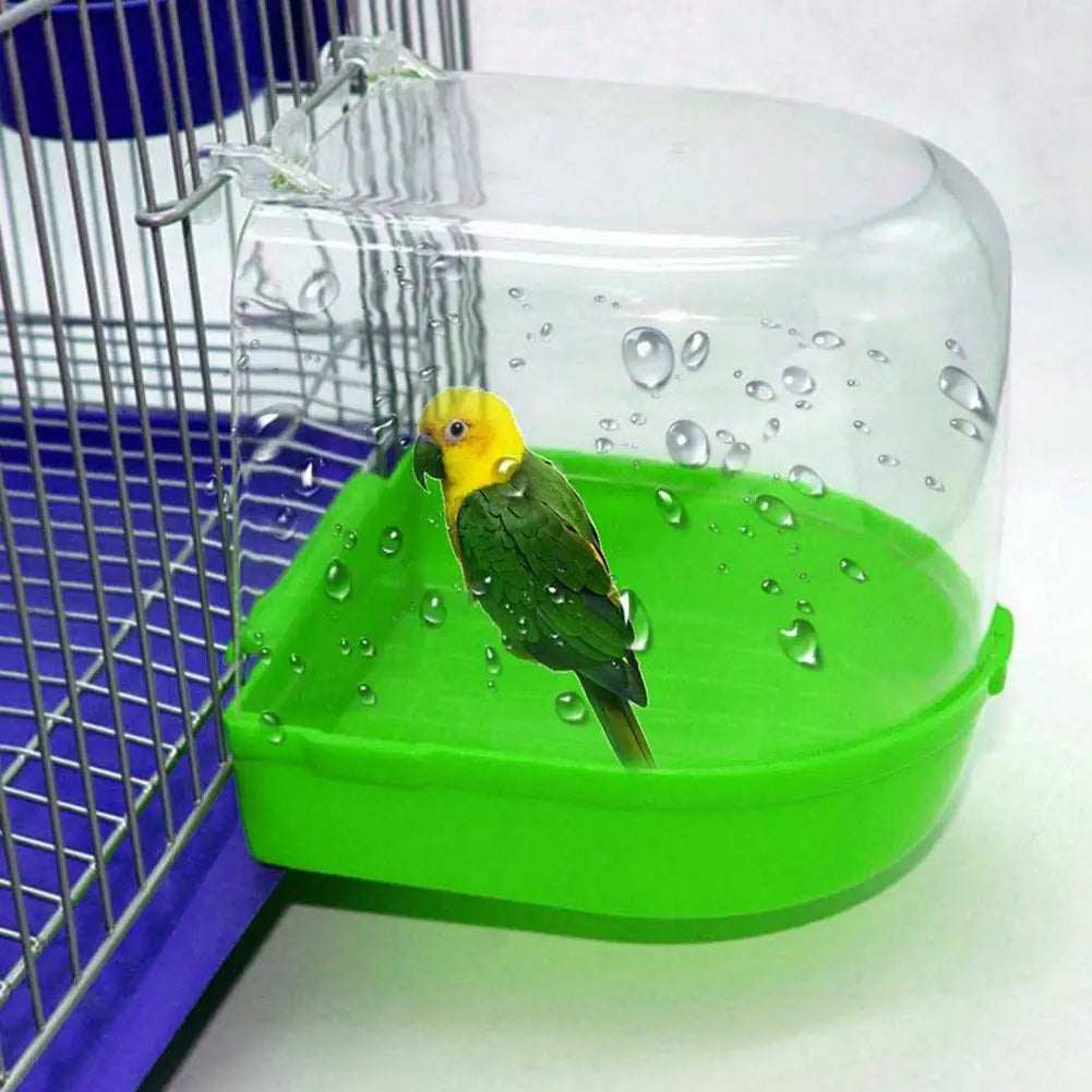 Bird Bath Bathtub Bath Box Bird Cleaning Tool Cage Accessories Parrot Bath Transparent Plastic Hanging Tub Shower Hanging Decor