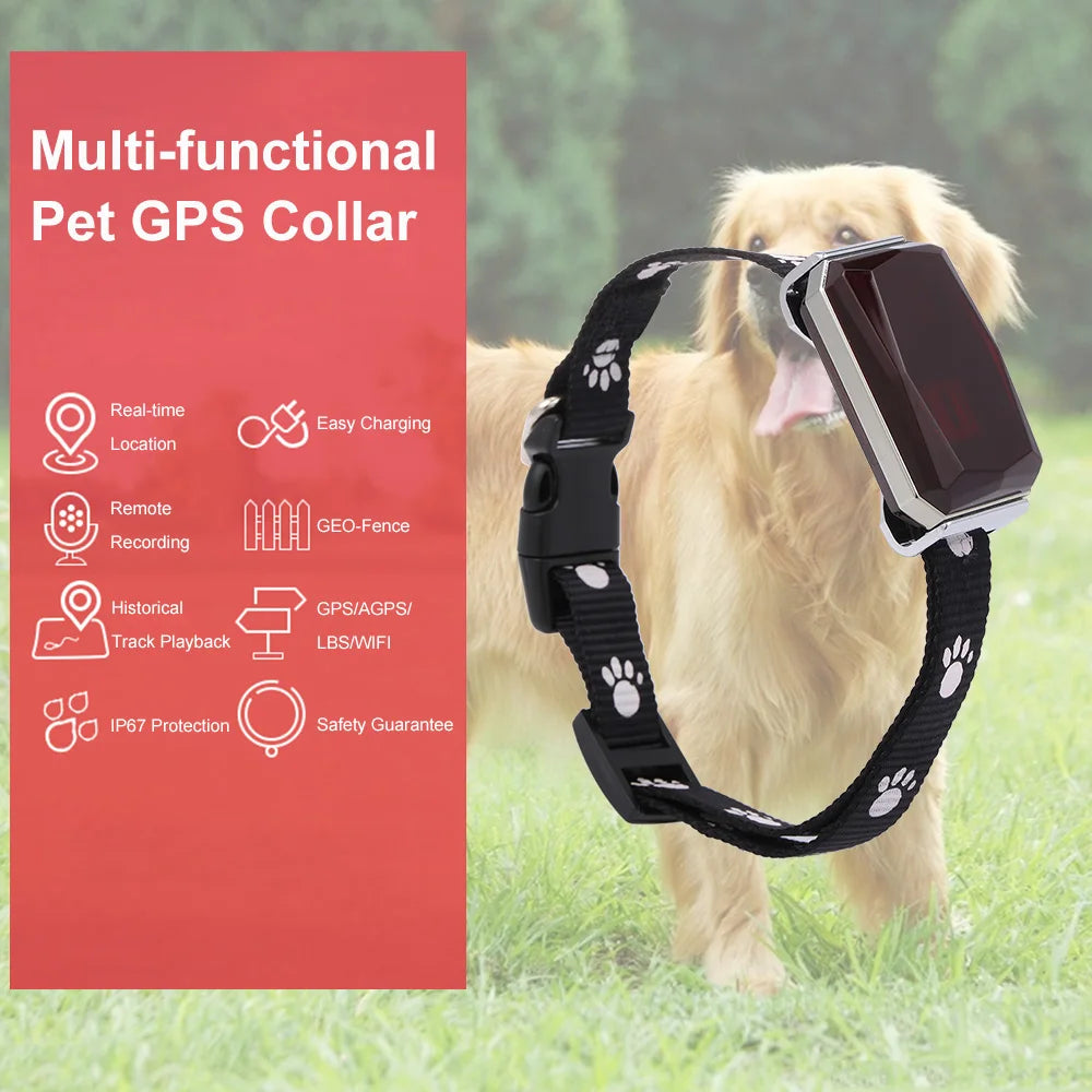 Anti-lost Pet Collar GSM GPS Tracker for Pets Dogs Cats Cattle Sheep Tracking Locator GPS Positioner Rechargeable Dog Tracker