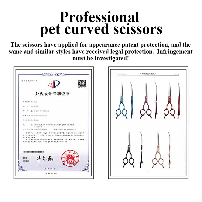 Fenice 6.5 /7.0inch Jp440c Curved&Thinning&Straight Scissors Dog Grooming Shears Pet Grooming Dog Cat Supplies