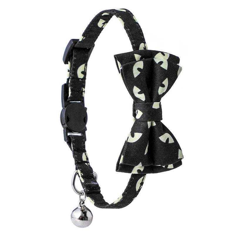 Newest Halloween Cat Collar With Bell Bowknot Puppy Kitten Necklace Adjustable Safety Buckle Chihuahua Bow Tie Pets Supplies