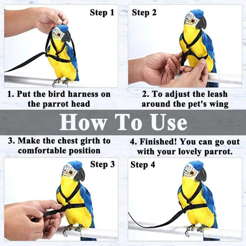 Parrot Bird Harness Leash Outdoor Flying Traction Straps Band Adjustable Anti-Bite Training Rope