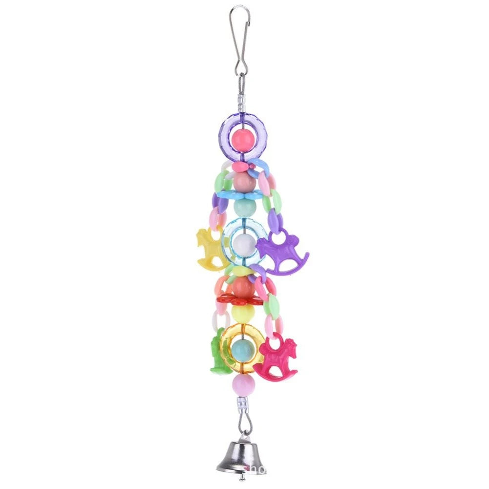 Climb Chewing Decoration Bells Suspension Acrylic Beads Swing Bird Parrot Toy Hanging Home Training Colorful Cage Bite