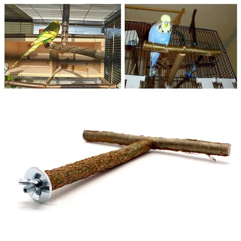 Parrots Bird Stand Bar Parrot Bite Chew Toys Swing Pet Bracket Wooden Rest Play Perches Supplies Birdcage Accessories