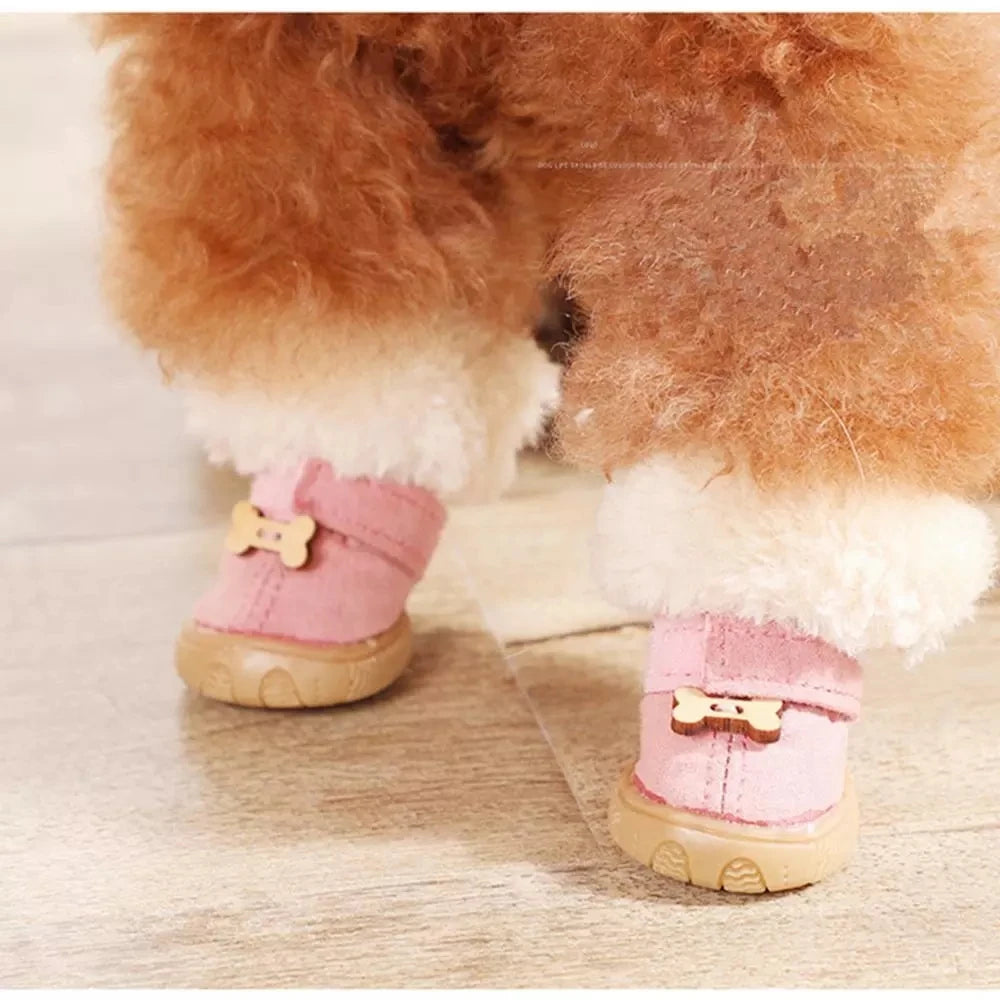 Winter Pet Dog Shoes for Small Dog Shoes Warm Plush Anti-slip Dog Snow Boots for Teddy Chihuahua