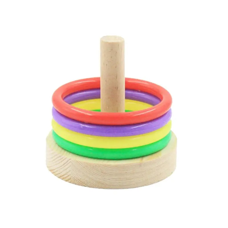 Bird Toys Parrot Wooden Platform Plastic Rings Intelligence Training Chew Puzzle Toy New