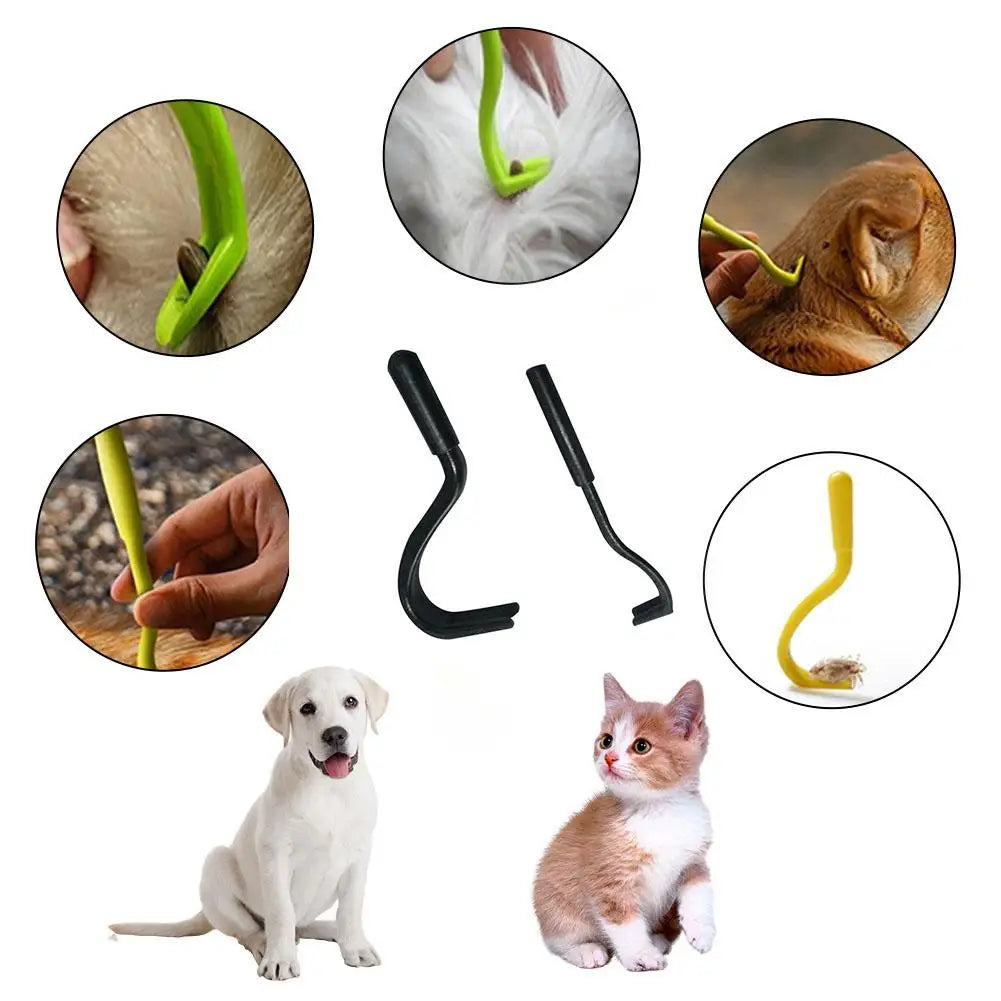 2PCS Pets Tick Removal Tool Dual Teeth Tick Twister Cats Dogs Cleaning Supplies Mites Twist Hook Remover Hook Pet Supplies