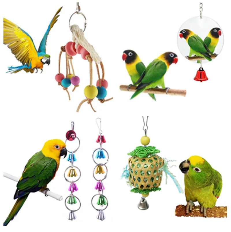 New Parrot Rope Hanging Braided Budgie Chew Rope Bird Cage Cockatiel Toy Pet Stand Training Accessories Conure Swing Supplies