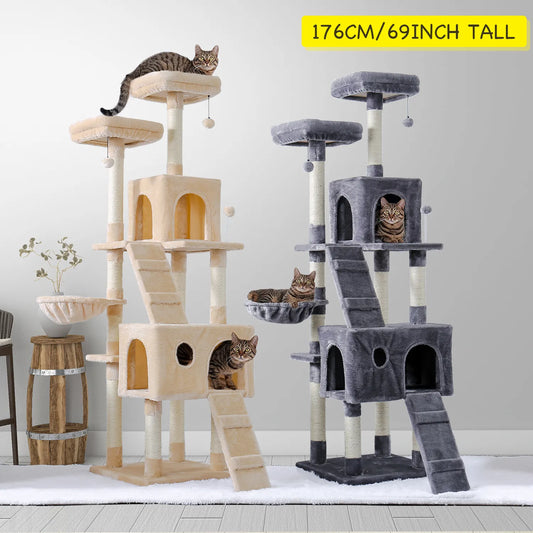 Cat Toy Scratching Cat's Tree Tower Condo Pets Scratching Post House Hammock Pets Playing Climbing Post Cat's Tree Tower