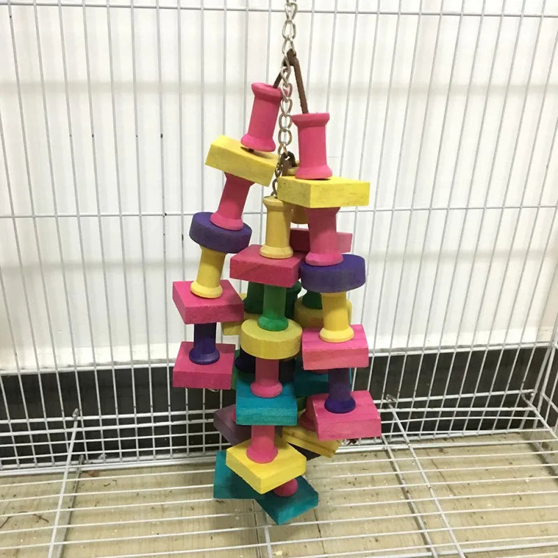 1pcs Parrot Chewing Toy Bird Parrot Blocks Knots Tearing Toy Bird Cage Bite Toy For African Grey Macaws Cockatoos