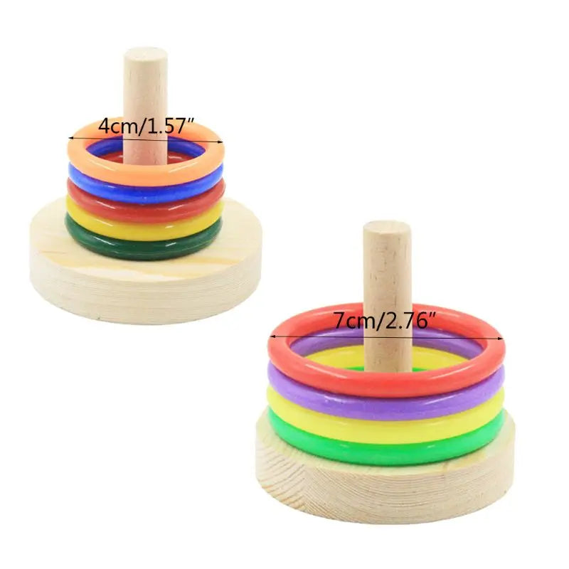 Bird Toys Parrot Wooden Platform Plastic Rings Intelligence Training Chew Puzzle Toy New