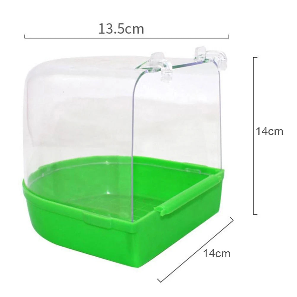 Bird Bath Bathtub Bath Box Bird Cleaning Tool Cage Accessories Parrot Bath Transparent Plastic Hanging Tub Shower Hanging Decor