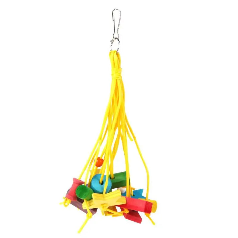 1-2PCS Plastic Wood Parrot Toy Bird Chew Biting Hanging Ornaments Funny Swing Rope Hanging Cage Swing Climb Chew Training Toy