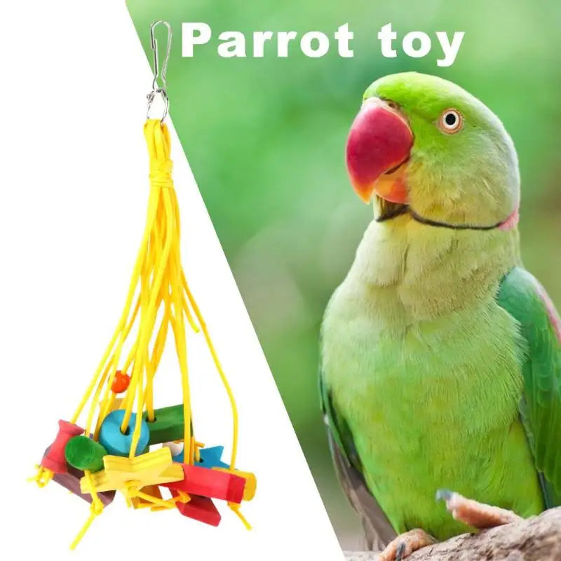 1-2PCS Plastic Wood Parrot Toy Bird Chew Biting Hanging Ornaments Funny Swing Rope Hanging Cage Swing Climb Chew Training Toy