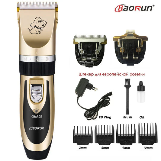 BaoRun Professional Electric Pet Dog Hair Trimmer Rechargeable Animal Grooming Clippers Cat Shaver Haitcut Machine 110-240V AC