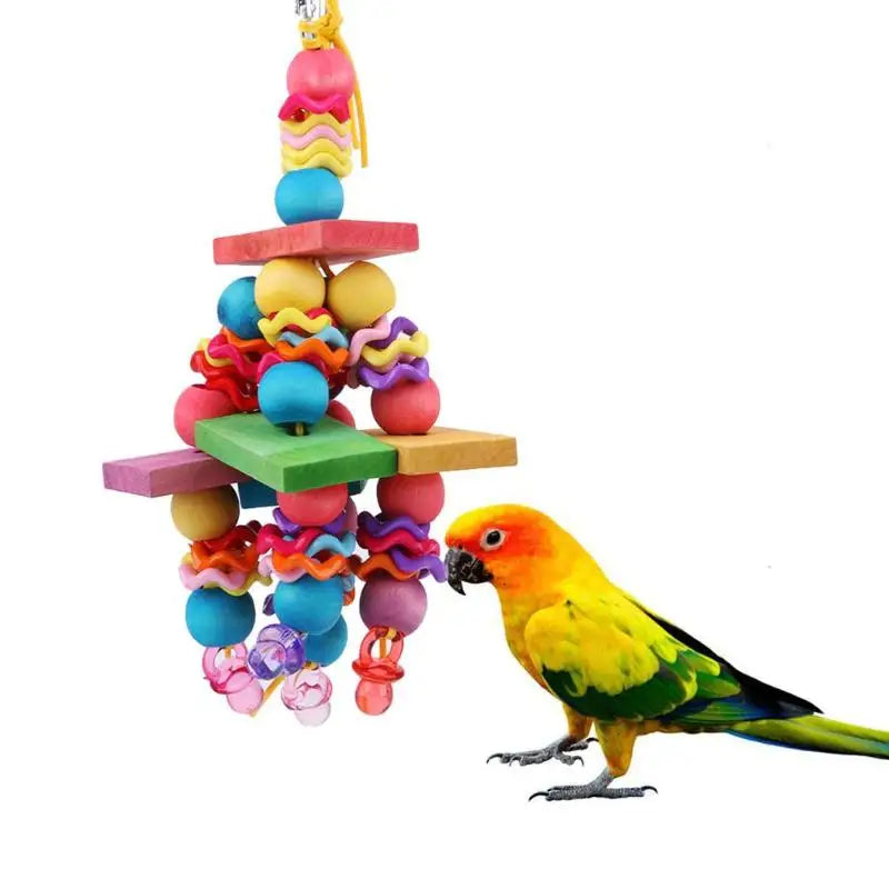 1-2PCS Plastic Wood Parrot Toy Bird Chew Biting Hanging Ornaments Funny Swing Rope Hanging Cage Swing Climb Chew Training Toy