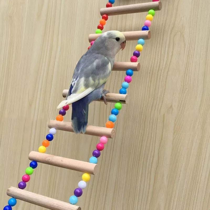 Birds Pets Parrots Ladders Climbing Toy Hanging Colorful Balls With Natural Wood Parrot Toys for Conures Parakeets Cockatiels