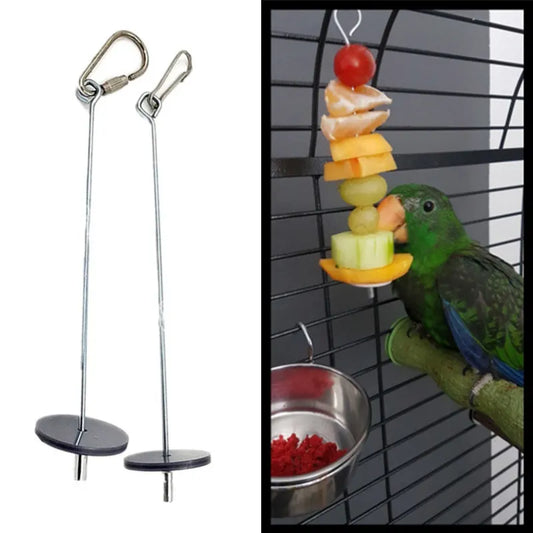 Bird Toy Skewer Fruit Spear Hanging Holder Pet Parrot Parakeet Small Animal Stainless Steel Parrot Stainless Steel Feeder Fork