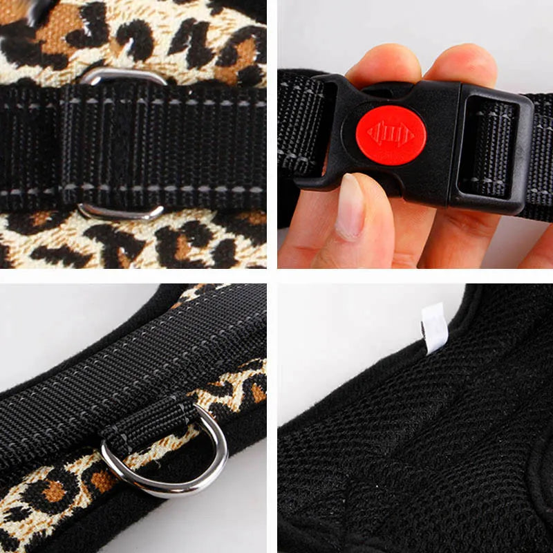 New Pets Dog Harness Vest Reflective Tape Breathable Mesh Pet Dogs Leash Harness S/M/L/XL Dog Collar Accessories Dropship