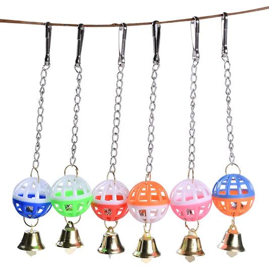 Cute Parrot Toys Pet Bird Parakeet Climb Bite Chew With Hanging Swing Bell Ball Bird Toy Pet Supplies For Parakeet Cockati