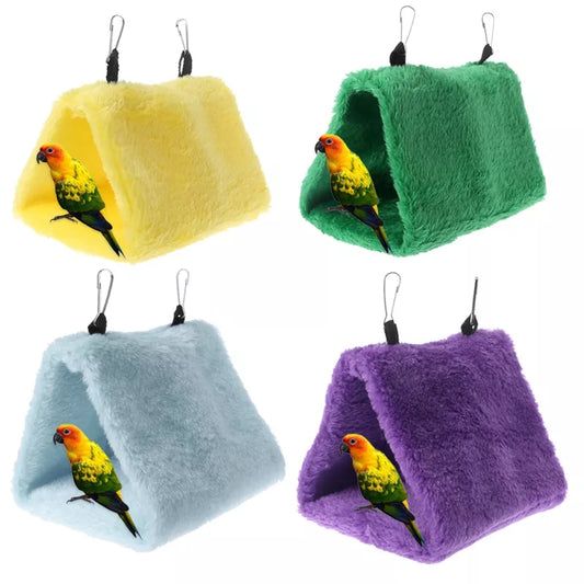 Pet Parrot Hammock Bird Hanging Bed House Plush Winter Warm Cage Nest Tent