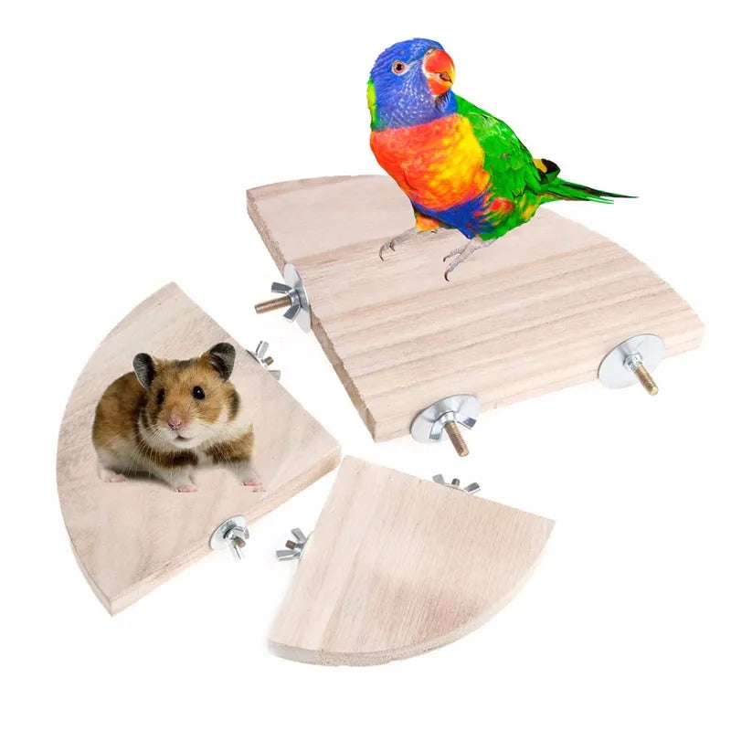 1Pc New Pet Bird Parrot Wood Platform Stand Rack Toy Hamster Branch Perches For Bird Cage Toys 3 Sizes Pet Supplies