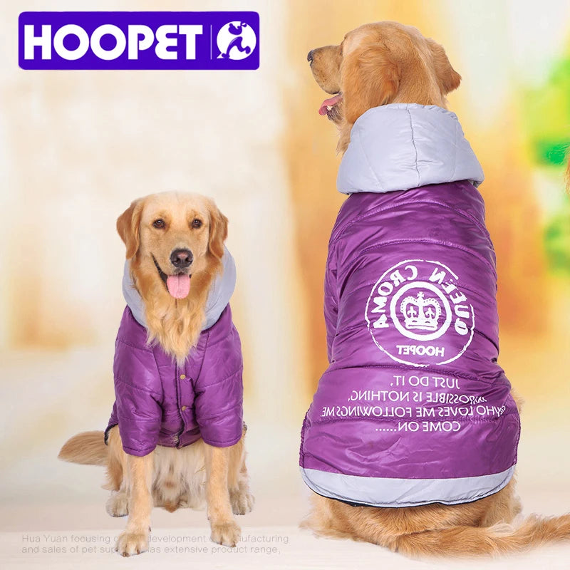 HOOPET Big Dog clothes Large Dog Coat Purple Warm Cotton-padded Two Feet Clothes Thicken Hoodie coat jacket Dog Clothes