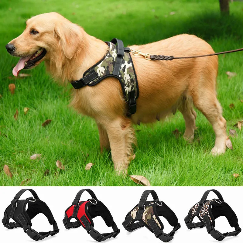 Adjustable Dog Harness Nylon Durable, Padded Reflective Threads Chest Strap for Large Medium Small Dogs, Husky Vest Pet Supplies