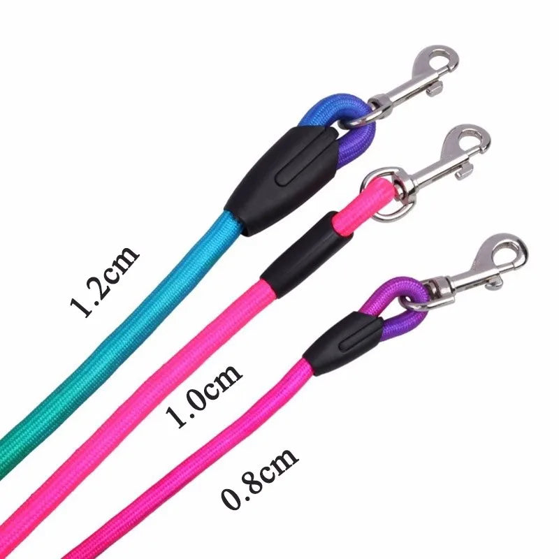 1pc Colorful Dog Leash Rope 1.2M Nylon Belt Pet Traction Walking Lead Rope Round Crude Training Leashes 3 Size S