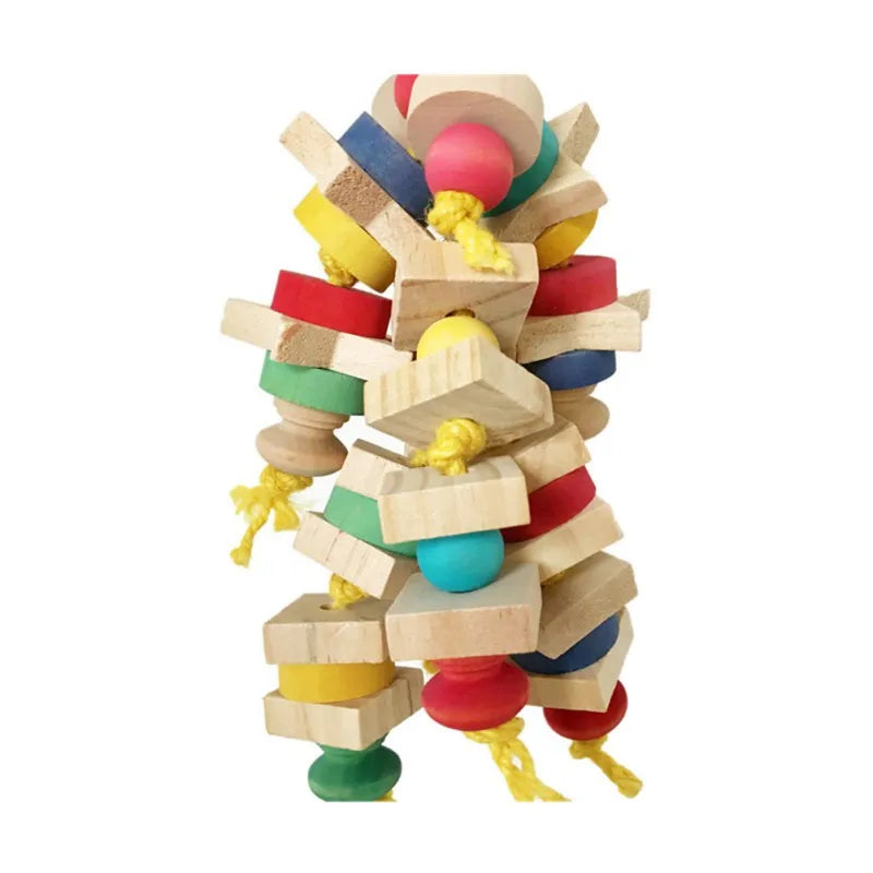 Colorful Parrot Chew Toys Wooden Blocks String Toy Pet Bird Toys Hanging Swing Cage Climbing Ladder Toys Birds Pet Products