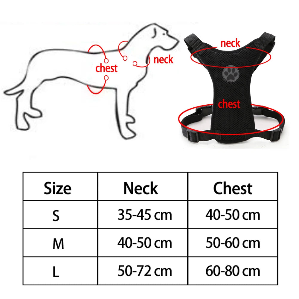 Mesh Dog Car Seat Harness Adjustable Safety Vehicle Dog Leash Harnesses Breathable Nylon Medium Large Dogs Perro Vest Pitbull